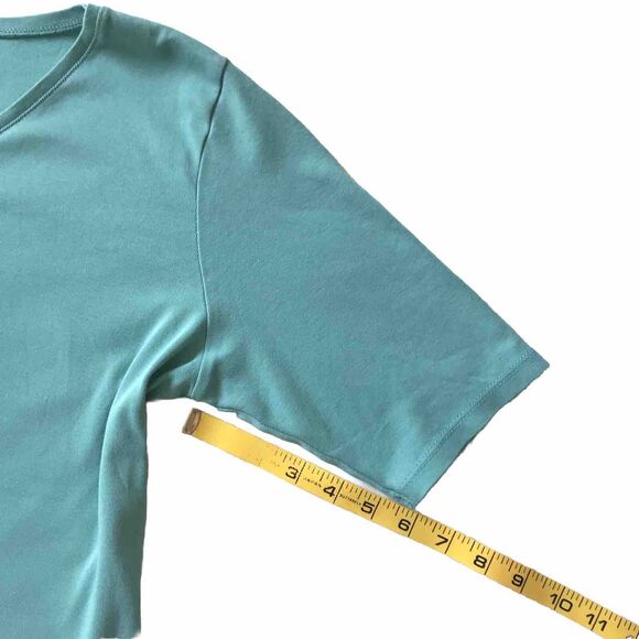 J Jill Shirt Top Women Medium Blue Luxe Supima Elbow Sleeve V Neck Normcore EUC - Picture 8 of 8